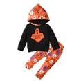 thumbnail image 1 of goowrom Kids Halloween Tracksuit, Ghost Letters Hooded Sweatshirt +Skull Pants, 1 of 9