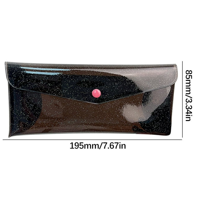 Colored Pencil Case 19.5 cm x 8.5 cm Transparent PVC With Sparkling Exterior And Snap Closure