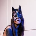 thumbnail image 2 of Cat Ear PU Lether Face Cover, Black One Size Cat Rivet Facial Cover  for, 2 of 4