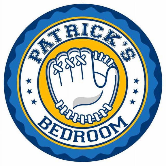 PATRICK'S Baseball Glove Bedroom 14" Round Metal Sign Boys Room 100140029111