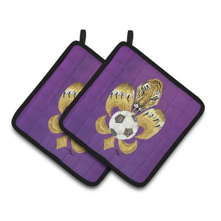 

Carolines Treasures 8477PTHD Tiger Fleur de lis Soccer Pair of Pot Holders 7.5HX7.5W multicolor