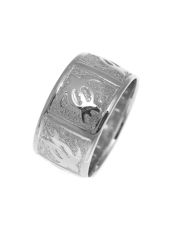 14k solid white gold 10mm custom made Hawaiian honu turtle personalized ring size 3