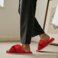 thumbnail image 6 of Womens Fuzzy Memory Foam Slippers Cross Band Cozy Plush Home Slippers Fluffy Furry Open Toe House Shoes Indoor Outdoor Slide Slipper, 6 of 6
