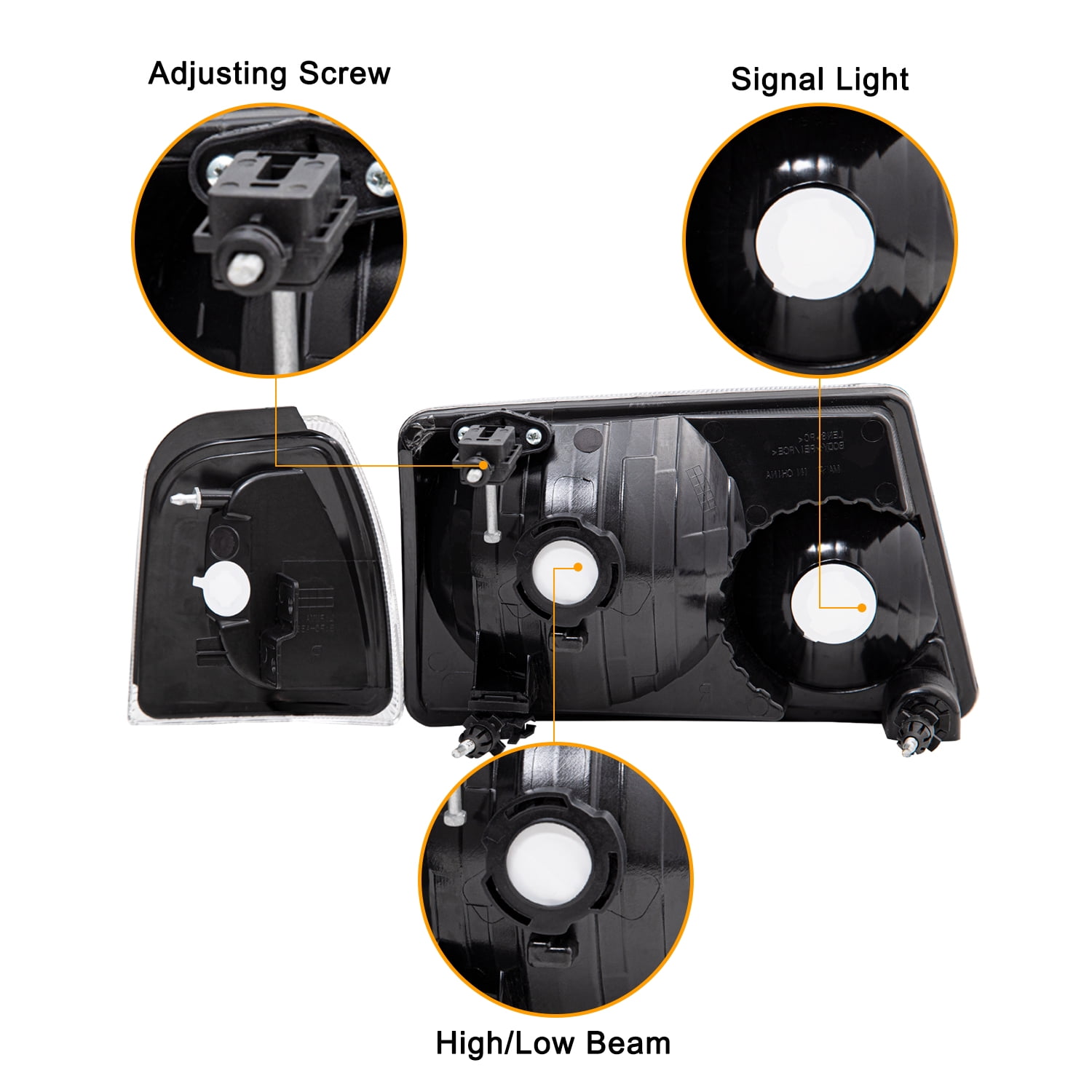 For 2001-2011 Ford Ranger Chrome Housing Headlights Amber Corner Signal Lamps
