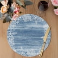thumbnail image 3 of Blue Coastal Nautical Round 13 Inch Placemats Set of 2, Summer Ocean Sea Waves Starfish Coral HeatResistant Non Slip Place Mats for Dining Table, Wipeable Braided Kitchen Table Mats for Housewarming, 3 of 9