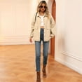 thumbnail image 3 of Women'S Button-Down Vintage Ripped Blue Denim Jacket Khaki M, 3 of 8
