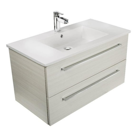 Cutler Kitchen and Bath Silhouette 30" Wood/Marble Bathroom Vanity in Beige
