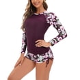 thumbnail image 4 of RKSTN Long Sleeve Swimsuits for Women Fashion Multicolor Print Cutout Boxer Pants Two Piece Swimsuit Split Bathing Suits, 4 of 7