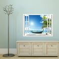 thumbnail image 3 of IDEA4WALL Wall Murals Fake White Window with A Boat on the Beach Removable Wallpaper Peel and Stick Wall Stickers - 24x32 inches, 3 of 4