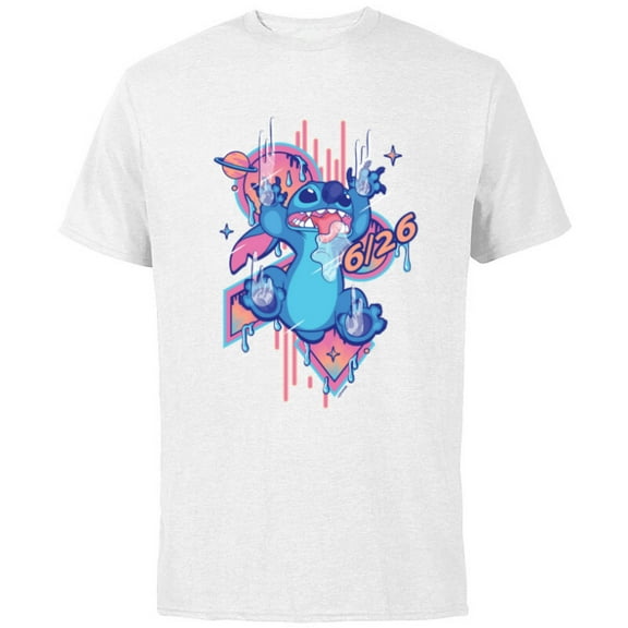 Disney Lilo & Stitch 626 Stitch Day Drool Slide June 26 - Short Sleeve Cotton T-Shirt for Adults - Customized-White