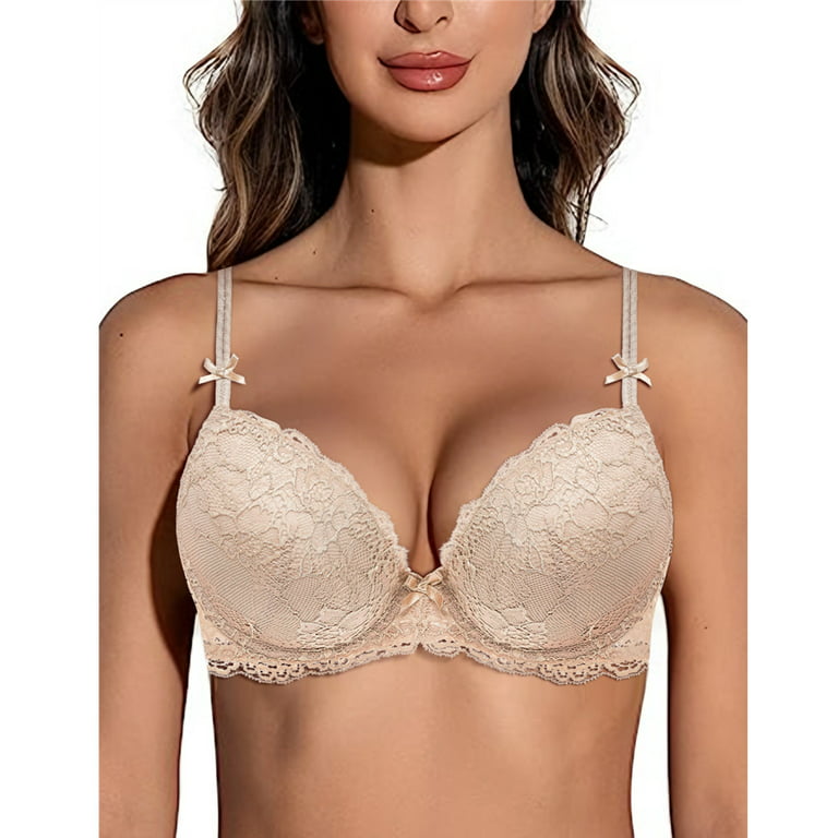 Add Two Cups Padded Wireless Plunge Push Up Bra