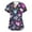 Purple, variant on YNGKMEA Cartoon Scrub Tops for Women Short Sleeve Medical Nurse Uniforms Cute Animal Print Plus Size Scrub Shirts V Neck Soft Stretch Comfortable Shirts with Pockets Black M