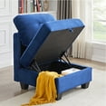 thumbnail image 2 of Lecut Reversible L Shaped 4 Seat Couch with Ottoman Sectional Sofa Couch Comfortable Velvet Large Modular Sectional Couch with Storage Navy, 2 of 8