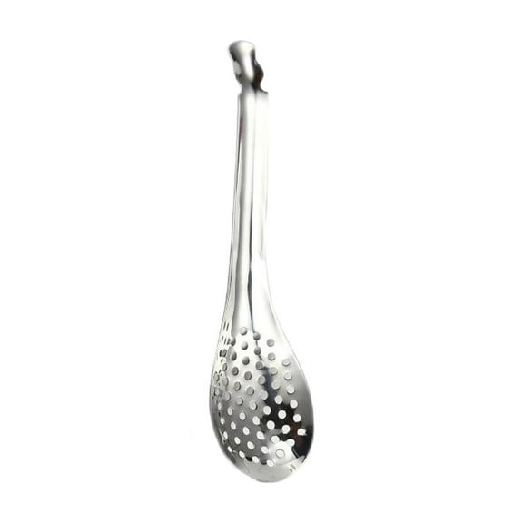 CHENjy 304 Stainless Steel Mesh Skimmer Spoon - Dual Purpose Spherification & Serving Spoon for Home Chefs & Bartenders - 1/8" Perforated Drain Holes