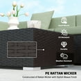 thumbnail image 4 of Outsunny 7 Piece Patio Furniture Set, PE Rattan Outdoor Conversation Set with Sectional Sofa, Glass Tabletop, Cushions and Pillows for Garden, Lawn, Deck, Deep Coffee and Green, 4 of 10