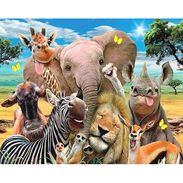 Cuadros Decorativos 5D diamante pintura Animal fiesta completo cuadrado taladro DIY arte manualidades mosaico imagen Ehuebsd Nuevos Originales
