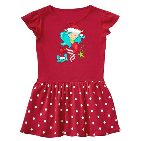 

Inktastic Christmas Holiday Mermaid with Cute Crab Gift Baby Girl Dress