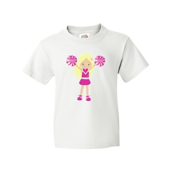 Inktastic Cheerleaders, Girl With Blonde Hair, Pink Uniform Youth T-Shirt