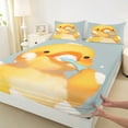 thumbnail image 3 of Manfei Bathing Yellow Duck 3pcs Twin Sheet Sets for Preppy Children Kids,Cartoon Animal Twin Fitted Sheet,Yellow White Breathable Flat Sheet,Super Cozy Room Decor, 3 of 7