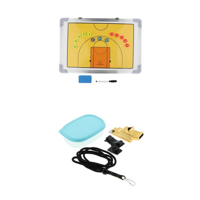 Tablero de entrenamiento de baloncesto , portapapeles de entrenadores, rotulador y silbatos