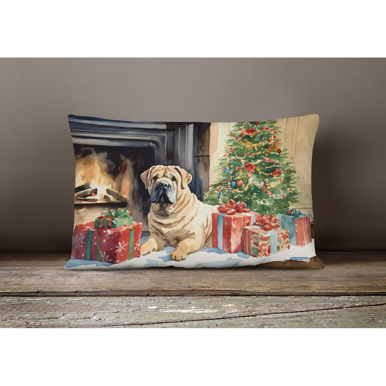 Shar Pei Cozy Christmas Throw Pillow 12 in x 16 in