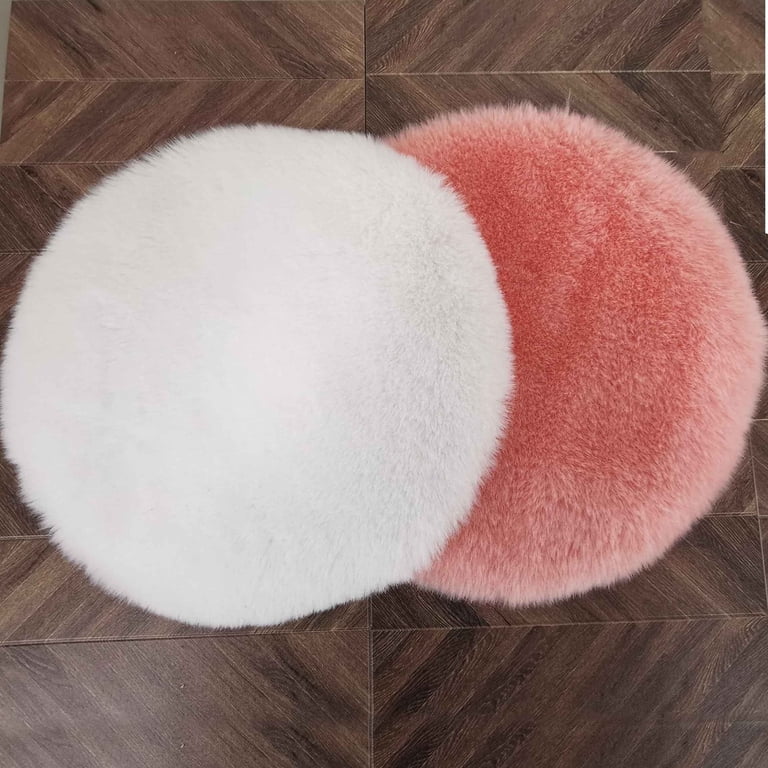 White Round Fluffy Dollhouse Carpet - Miniature Rug For 1/12, 1/8, 1/6 Scale Dollhouse Decor