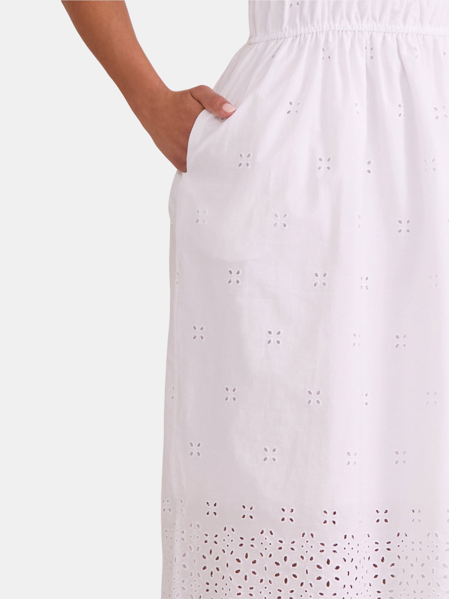 Time and Tru Women's Midi Eyelet Dress, Sizes XS-XXXL