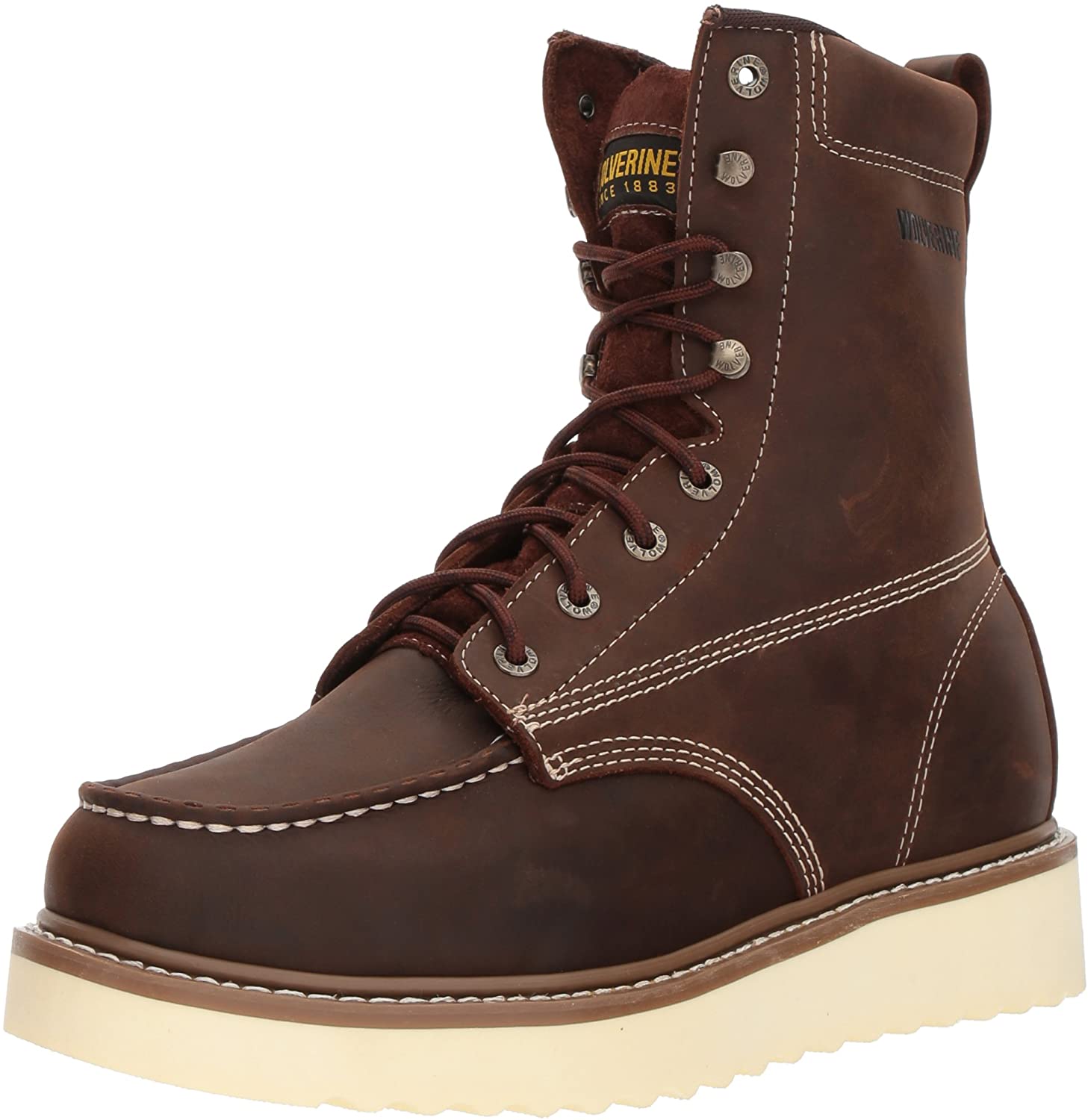Wolverine Men's Loader 8" Soft Toe Wedge Work Boot, Brown, 9 3E US