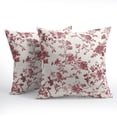 thumbnail image 2 of Dry Rose Pink Floral Pillow Covers 18x18 Inch Set of 2 Pink and Cream Chinoiserie Flower Outdoor Decorative Throw Pillows Vintage Rustic Toile Pillowcases Cushion Covers for Couch Home Decor, 2 of 6