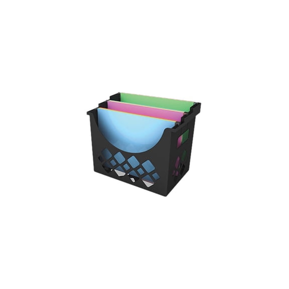 Deflect-O Hanging File Holder 3 Compartments 9.6"x8.5"x13.25" Black 39304
