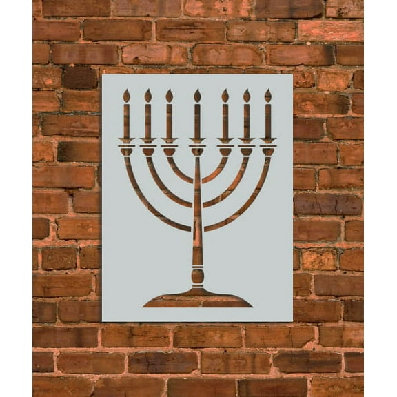 Menorah 7 Candles Stencil