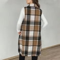 thumbnail image 4 of Womens Plaid Long Vest Jacket Sleeveless Open Front Lapel Oversized Coat Fashion Lightweight Loose Fall Winter Outerwear, 4 of 4