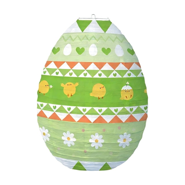 SIYTUAU Easter Themed Paper Lantern Set Of 5 Rabbit Chick Colored Egg Design Green Hanging Decoration For Party And Home Decor