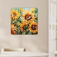 thumbnail image 4 of 10 Inch Wall Clock Battery Operated Square Clock for Office, Kitchen, Outdoor, Living Room,Oil Painting Sunflowers Design, 4 of 4