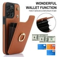 thumbnail image 5 of ELEHOLD for iPhone 15 Plus Wallet Crossbody Case with Organ Card Slots Metal Finger Ring Holder Kickstand Crossbody Shoulder Strap Shockproof Purse Cover for Women Girls,brown, 5 of 8