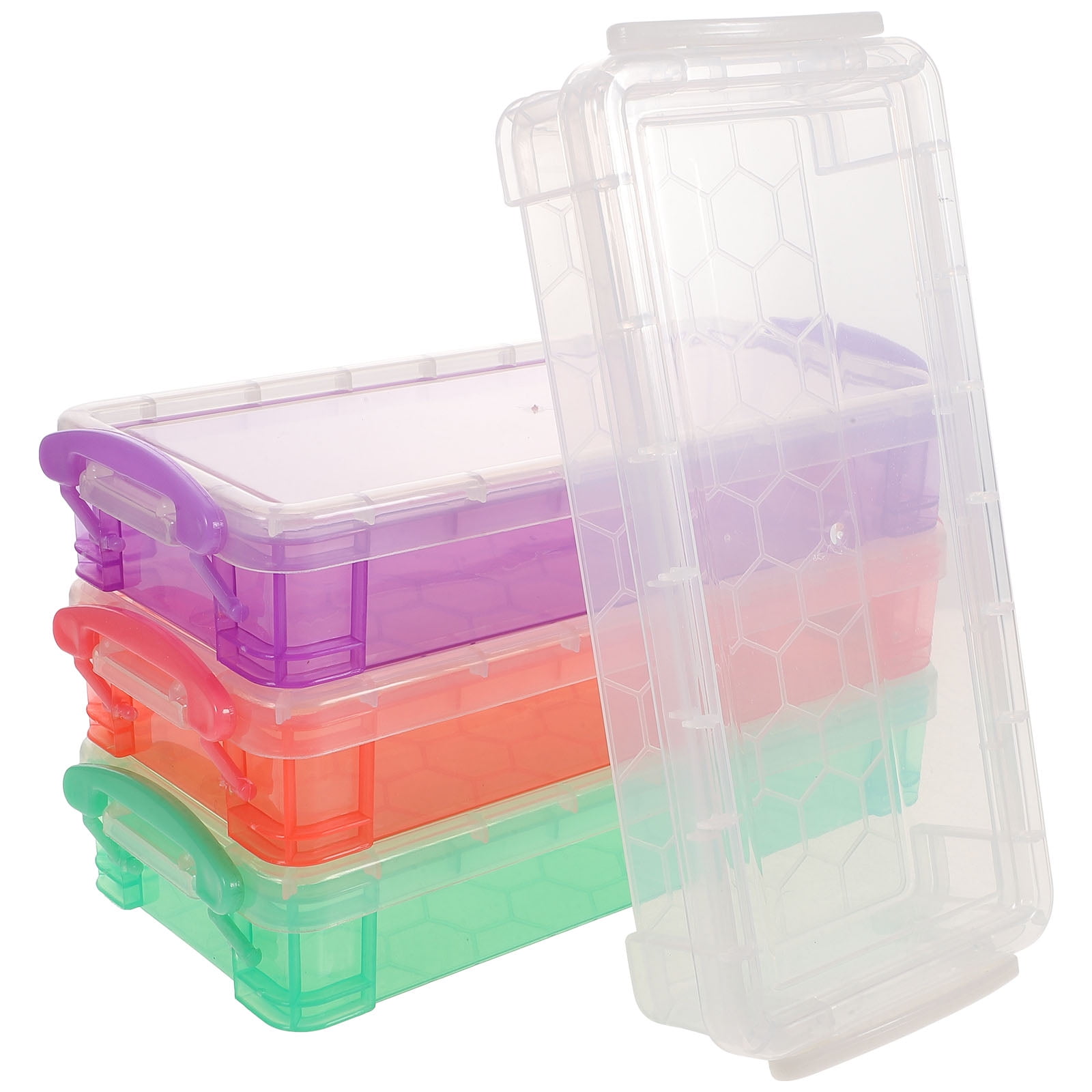 HOMEMAXS 4Pcs Pencil Cases Multifunction Pencil Storage Boxes Plastic