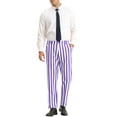 thumbnail image 2 of INSPIRE CHIC Striped Dress Pants for Men's Straight Leg Color Block Business Trousers 32 Purple White, 2 of 5