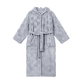 thumbnail image 6 of Solid Color Plush Bathrobe for Women Flannel Hooded Lounge Robe with Pockets & Adjustable Tie Waist, 6 of 8