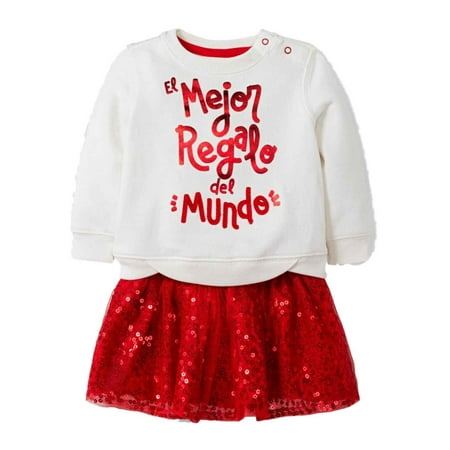 Infant Girls Sequin Mejor Regale Del Mundo Christmas Holiday Baby Outfit