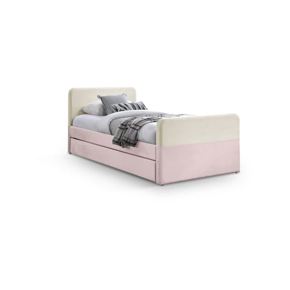 Meridian Furniture Ivy Pink Velvet Twin Trundle/Storage Bed