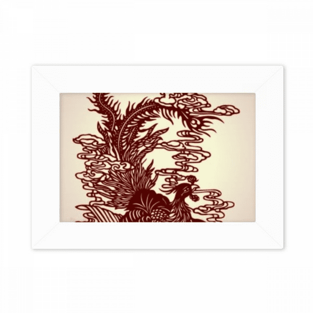 Chinese Phoenix Bird Animal Portrait Photo Mount Frame Picture Art Painting Desktop 5x7 inch