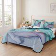 thumbnail image 2 of Twin Quilt Set 68''x86'', Teal Purple Marble Lightweight Summer Bedspread Coverlet Set with 2 Pillow Shams, Modern Abstract Luxury Ink Painting Breathable All Season Quilt Bedding for Dorm/Bedroom, 2 of 9
