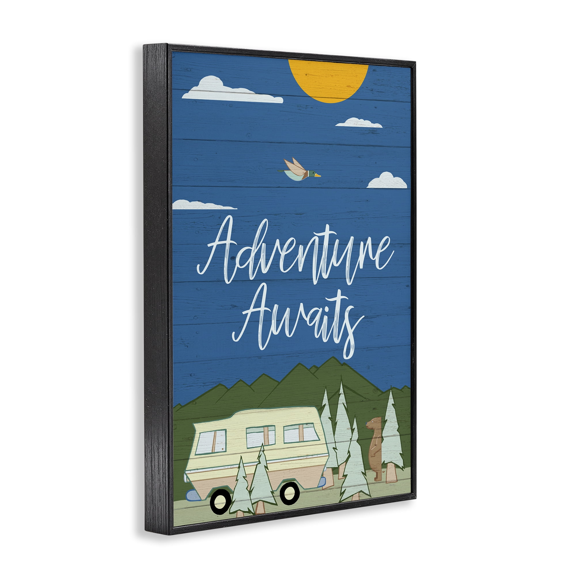 Stupell Industries Adventure Awaits Landscape Landscape Painting Black Framed Art Print Wall Art, 16 x 24