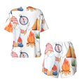 thumbnail image 6 of Easygdp Gnome Camping Women's Pajama Set,Sleepwear with Buttoned Top and Elastic Waist Shorts, Ideal for Lounging, Yoga, Beach, and Casual Wear-4X-Large, 6 of 8