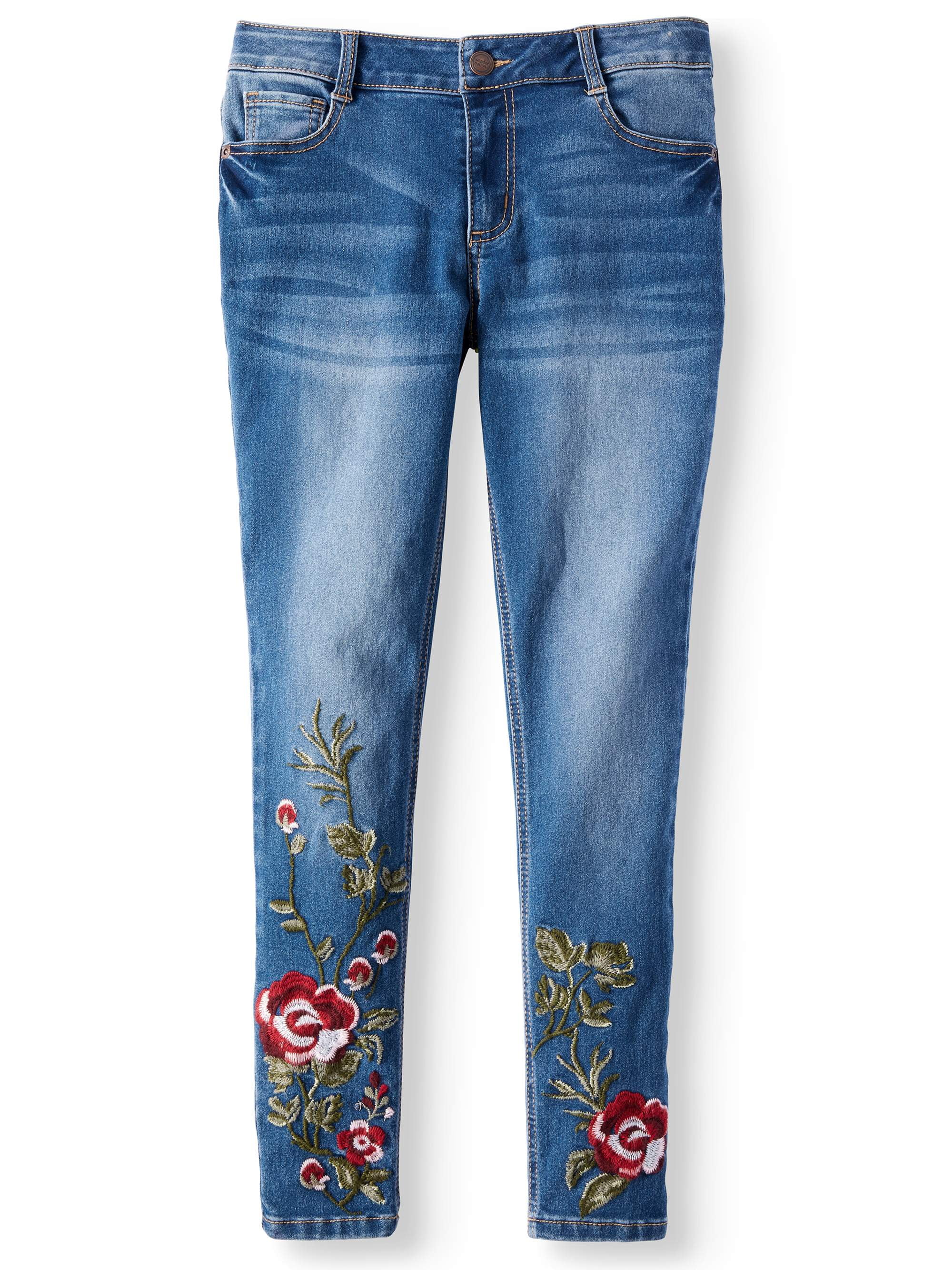 embroidered ankle jeans