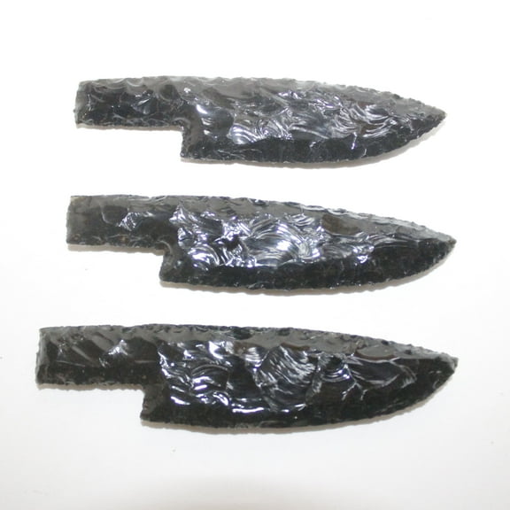 3 Obsidian Ornamental Knife Blades  #3115  Mountain Man Knife