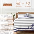 thumbnail image 6 of 3 Piece Anchor Gray Duvet Cover Set California King,Microfiber Comforter/Quilt Cover with Corner Ties and 2 Pillowcases,Modern Navy Blue White Striped Nautical All Season Bedding with Zipper Closure, 6 of 8