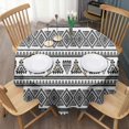 thumbnail image 3 of Black Geometric Triangle Diamond Pattern Round Tablecloth 60"x60",Wrinkle Wipeable Table Cloth for Kitchen Dining Room Picnic Patio Party, 3 of 6