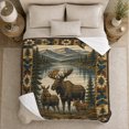 thumbnail image 5 of Moose Family By Lake Mountains Rustic Scene, Peaceful Mountain Lake Scene, Warm Flannel Blanket for Cabin and Lodge, Outdoor Lovers Friendship Gift, Festive Home Decor, 5 of 9