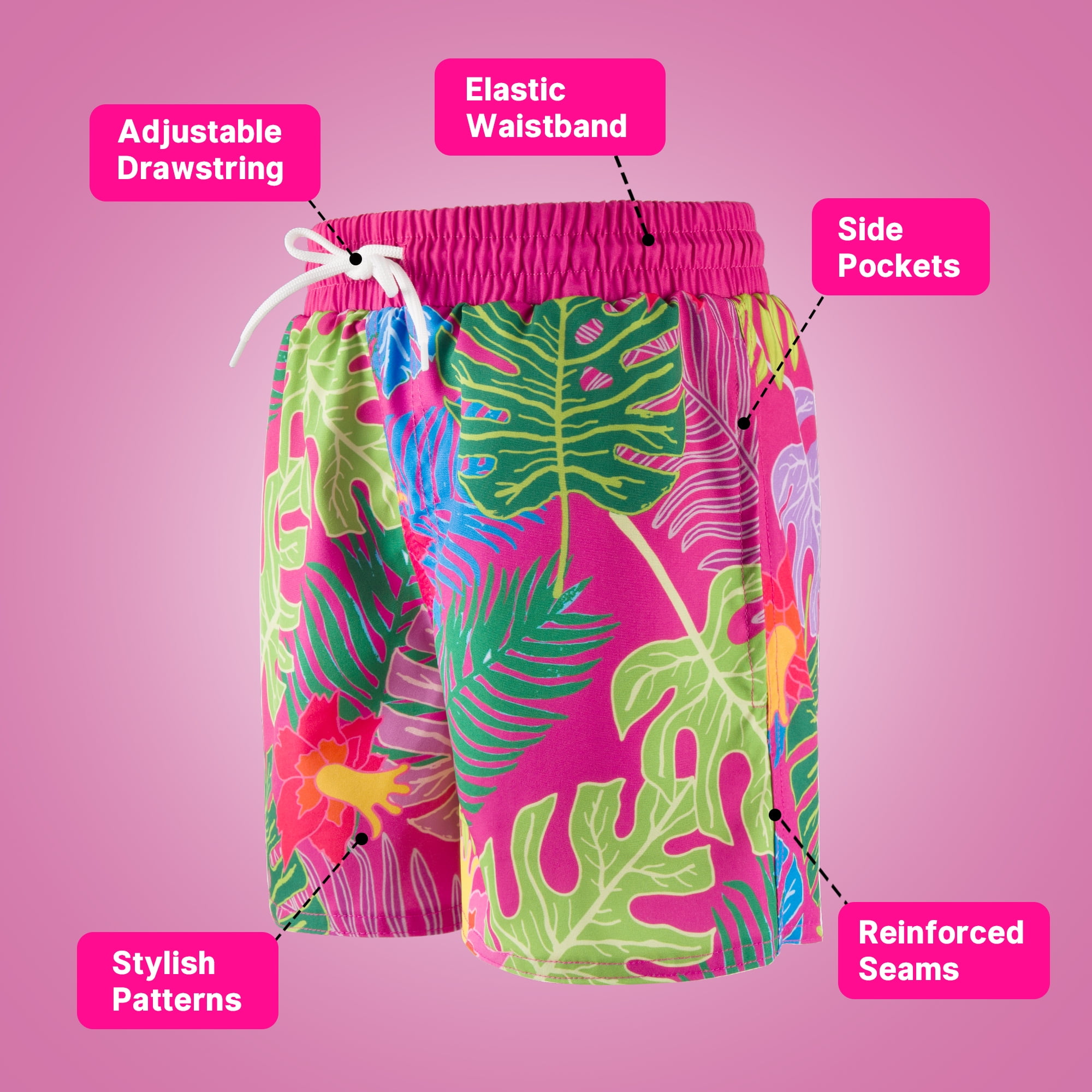 BIG ELEPHANT 2-Pack Boys Swim Trunks with Compression Liner, Quick Dry Swimming Shorts(6-13Y)